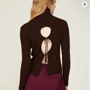 Thakoon Open back Merino Turtleneck Oatmeal